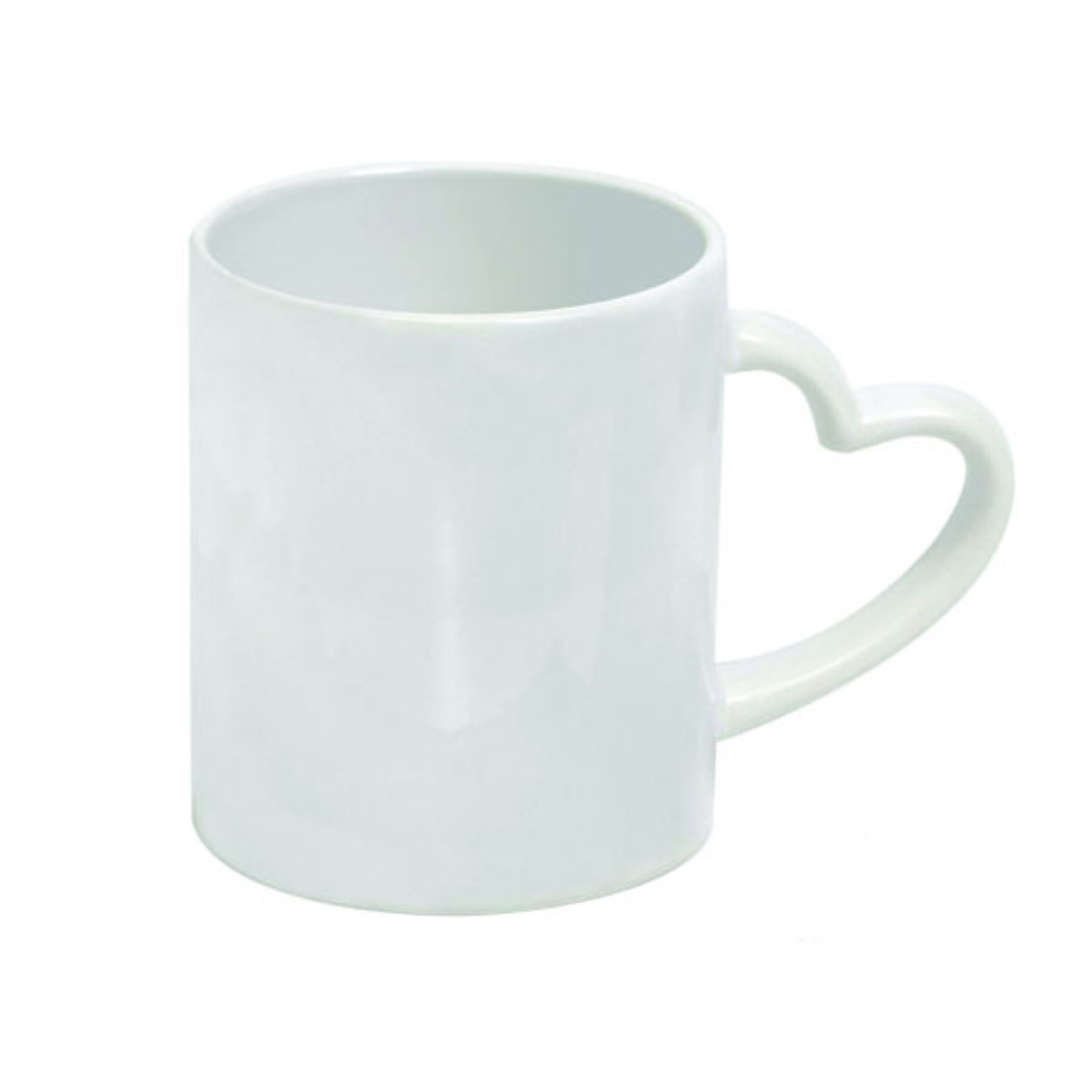 ماگ سفید وارداتی دسته قلبی با چاپ طرح دلخواه